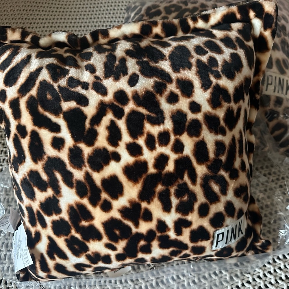 Victoria's Secret PINK Animal Print Throw Pillows set of 2 RARE Super Soft